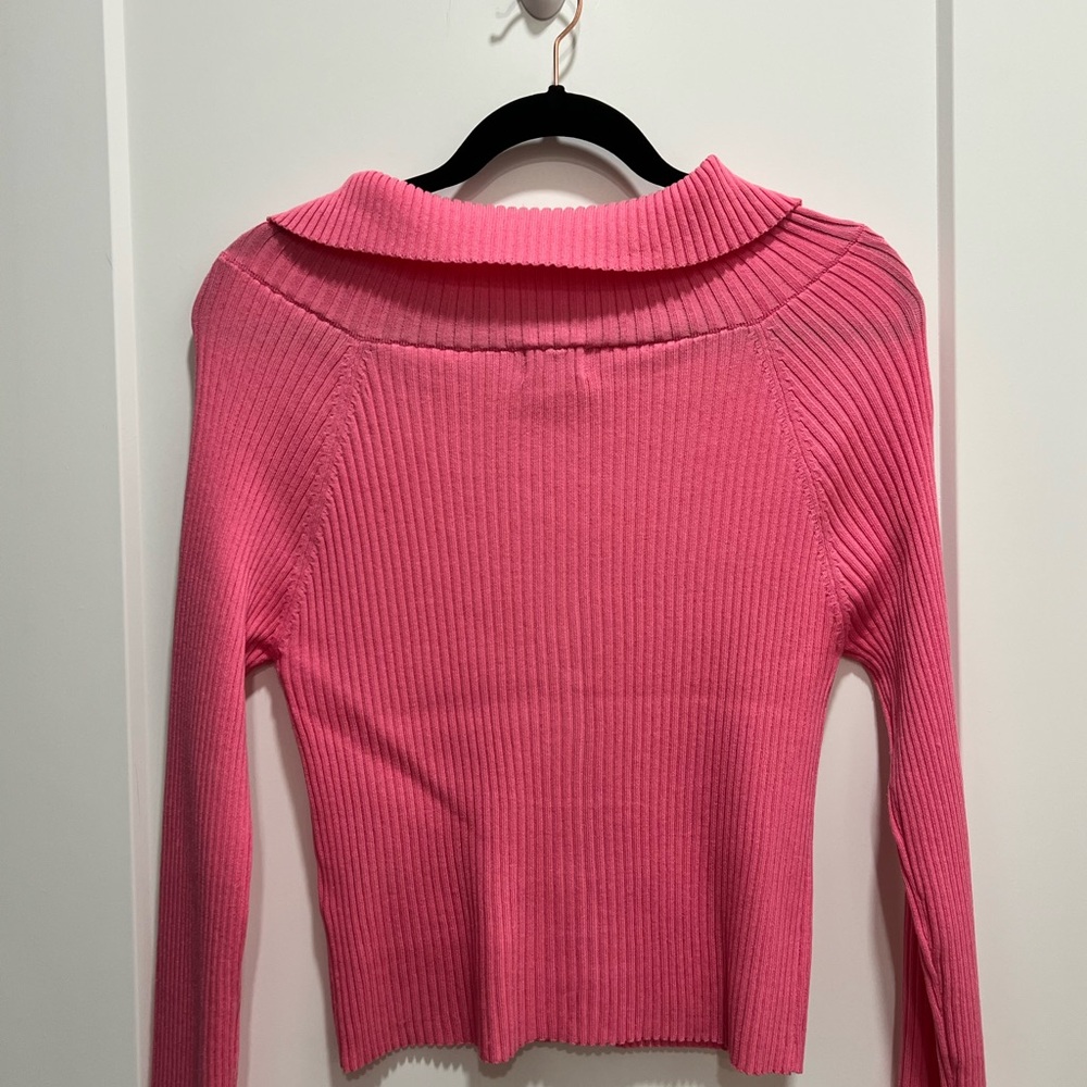 Miami Bold Pink Ribbed Turtleneck Sweater